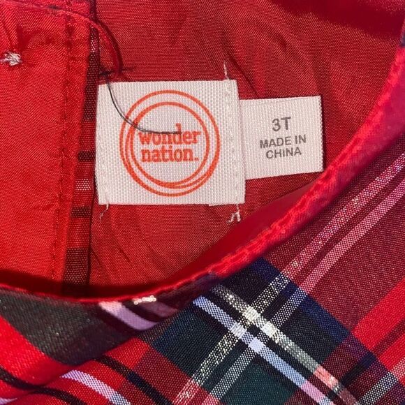 Wonder Nation GUC Girls Christmas Dress Red Classic Festive Gingham Plaid 3T - Picture 4 of 10